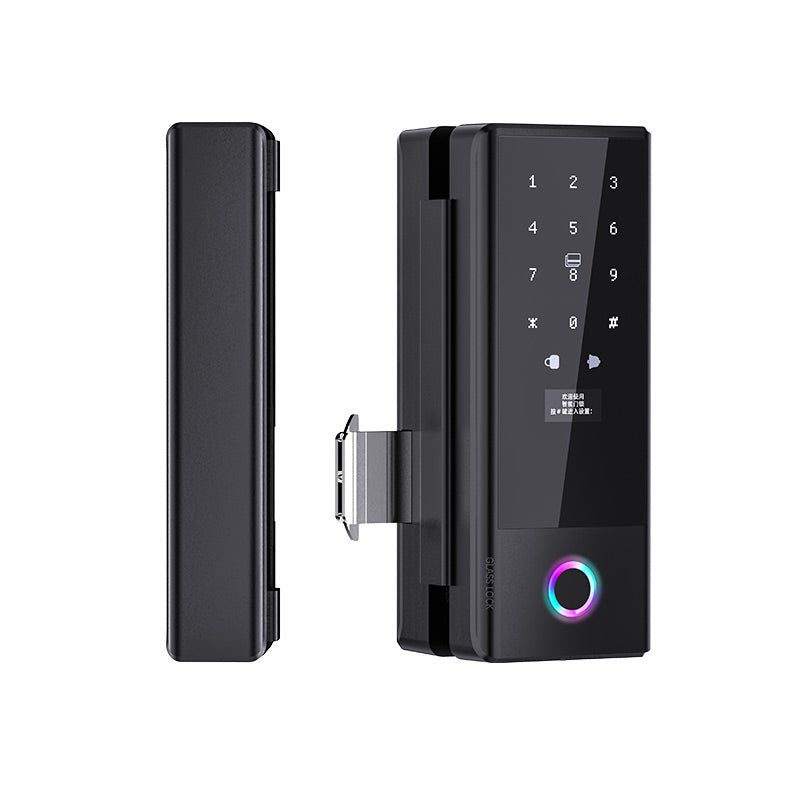 Smart Glass Door Lock - Fingerprint Password Card APP Wifi / Bluetooth Mechanical Key Smart Lock for Glass Doors  - SLG5