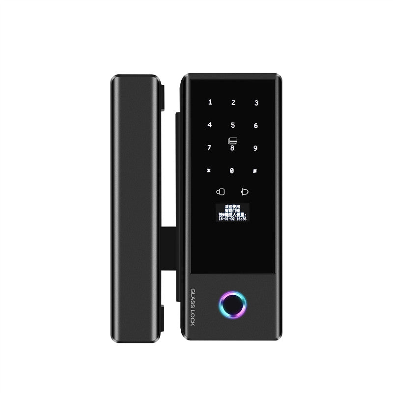 Smart Glass Door Lock - Fingerprint Password Card APP Wifi / Bluetooth Mechanical Key Smart Lock for Glass Doors  - SLG5