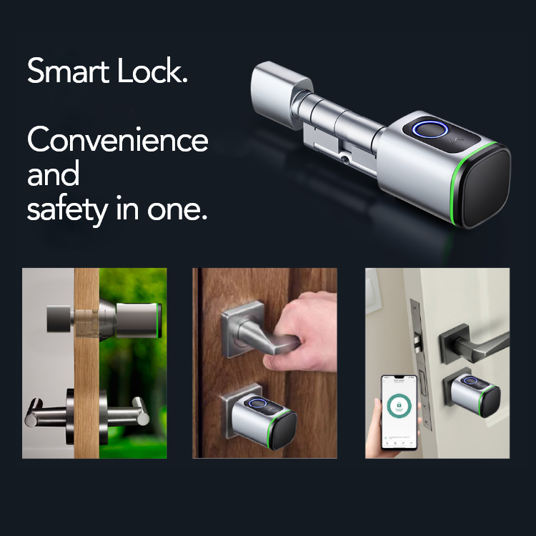 Smart Cylinder Lock, Waterproof - Fingerprint IC-card, App, Physical Key, Smart Cylinder Lock - SL16