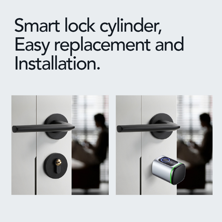 Smart Cylinder Lock, Waterproof - Fingerprint IC-card, App, Physical Key, Smart Cylinder Lock - SL16