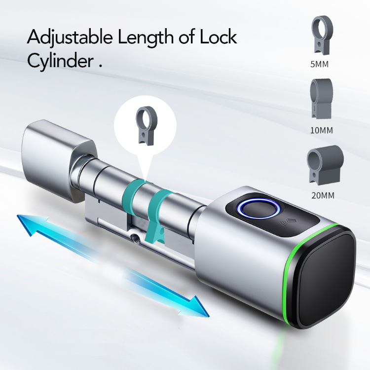 Smart Cylinder Lock, Waterproof - Fingerprint IC-card, App, Physical Key, Smart Cylinder Lock - SL16