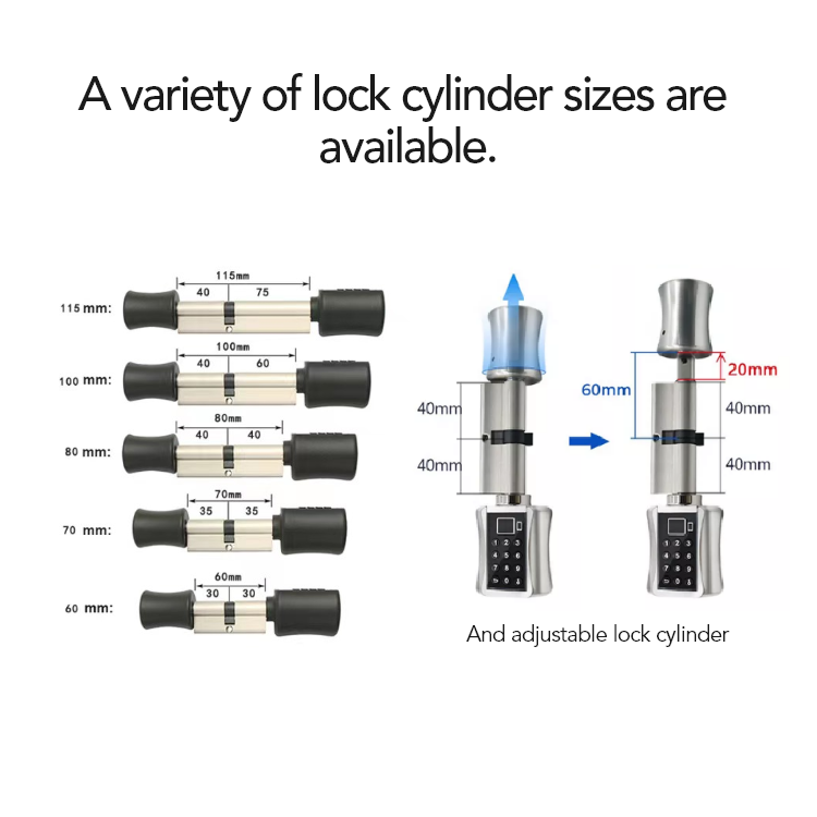 Smart Cylinder Lock - Home Apartment Electronic Biometric Fingerprint Keyless Tuya TTLock Smart Lock Cylinder - SL18