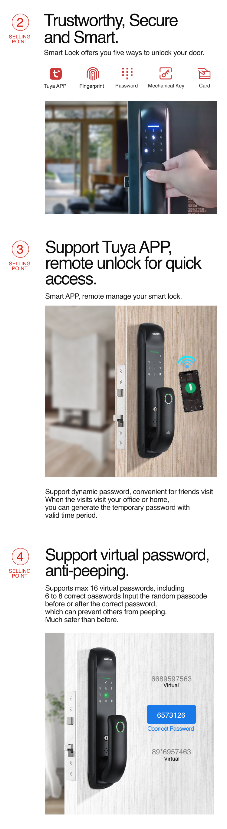 Smart Mortise Door Lock -  Fingerprint, Password, Mechanical Key, Card, APP, Bluetooth/WiFi Smart Lock  - SL19