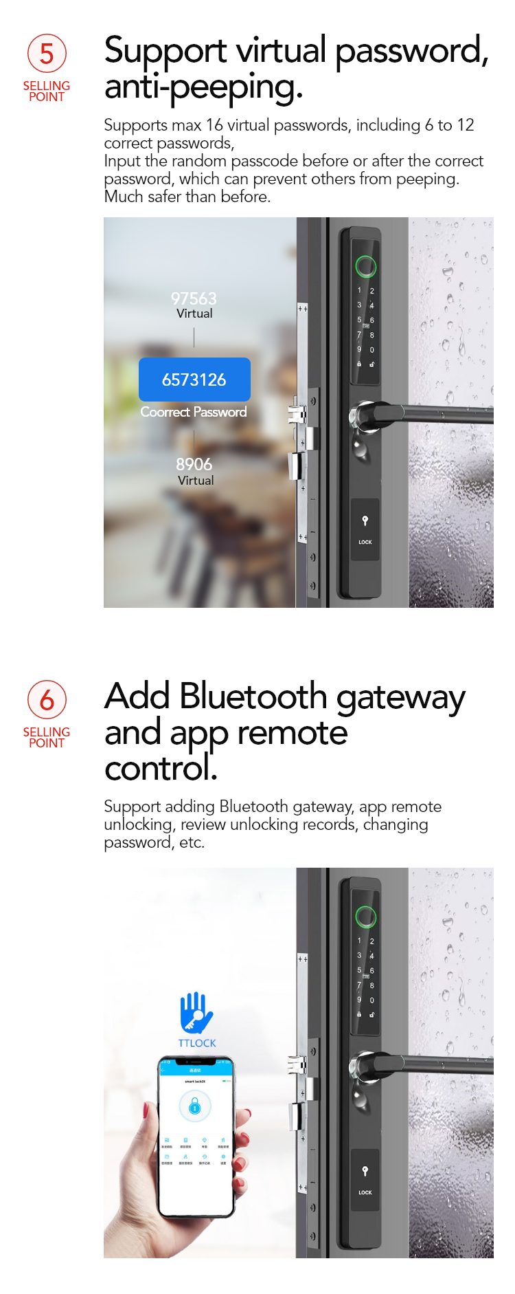 Smart Mortise Door Lock Waterproof - Fingerprint, Password, Mechanical Key, Card, APP, Bluetooth/WiFi  - SL22