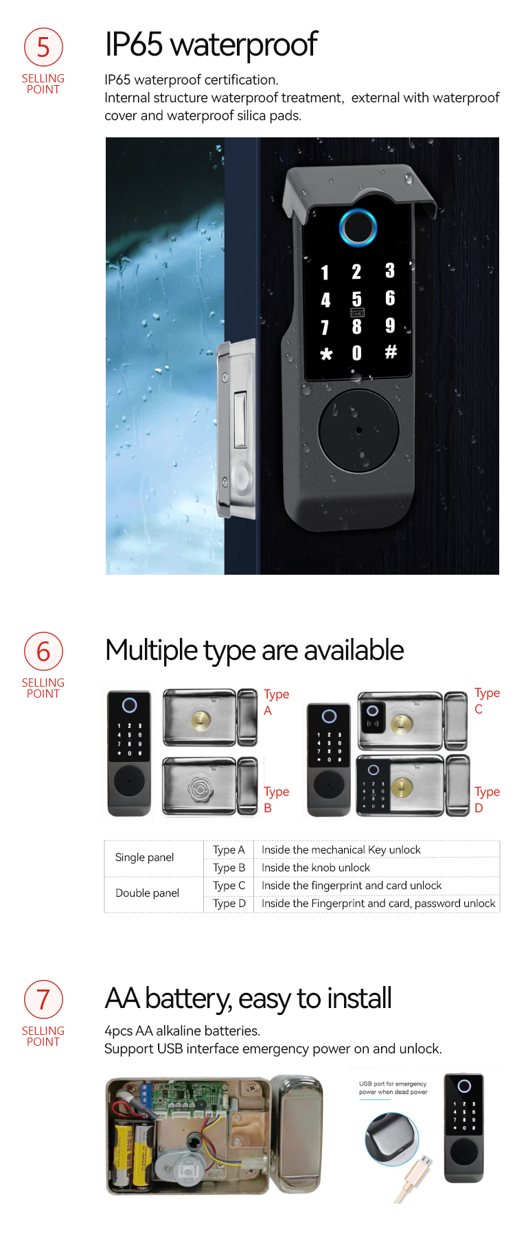 Waterproof Smart Rim Lock  - Fingerprint Passcode Physical Key NFC APP Remote control  - SL29