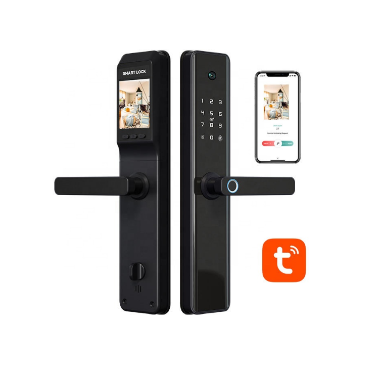 Smart Mortise Door Lock with Camera - Fingerprint, Password, Mechanical Key, Card, APP, Bluetooth/WiFi - SLC3