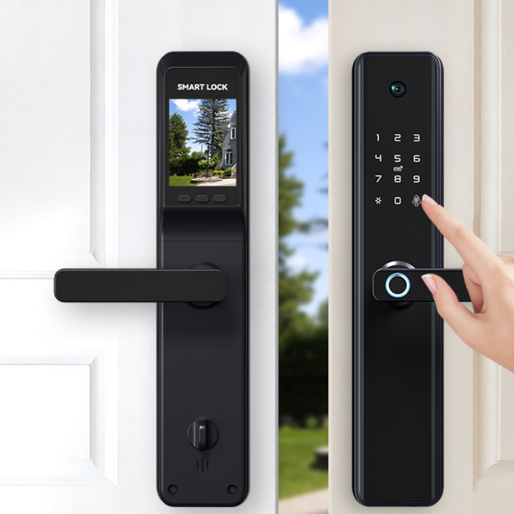 Smart Mortise Door Lock with Camera - Fingerprint, Password, Mechanical Key, Card, APP, Bluetooth/WiFi - SLC3