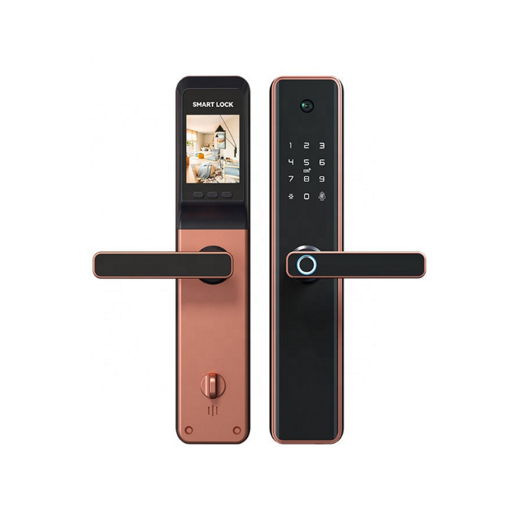 Smart Mortise Door Lock with Camera - Fingerprint, Password, Mechanical Key, Card, APP, Bluetooth/WiFi - SLC3