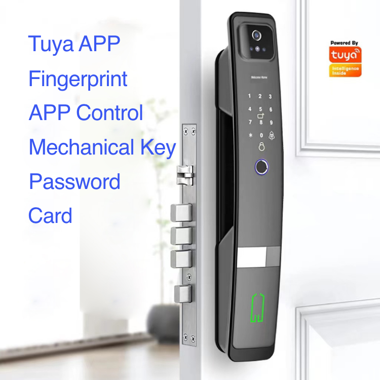 Smart Mortise Door Lock with Camera - Face Recognition, Fingerprint, Password, Mechanical Key, Card, APP, Bluetooth/WiFi  - SLC5