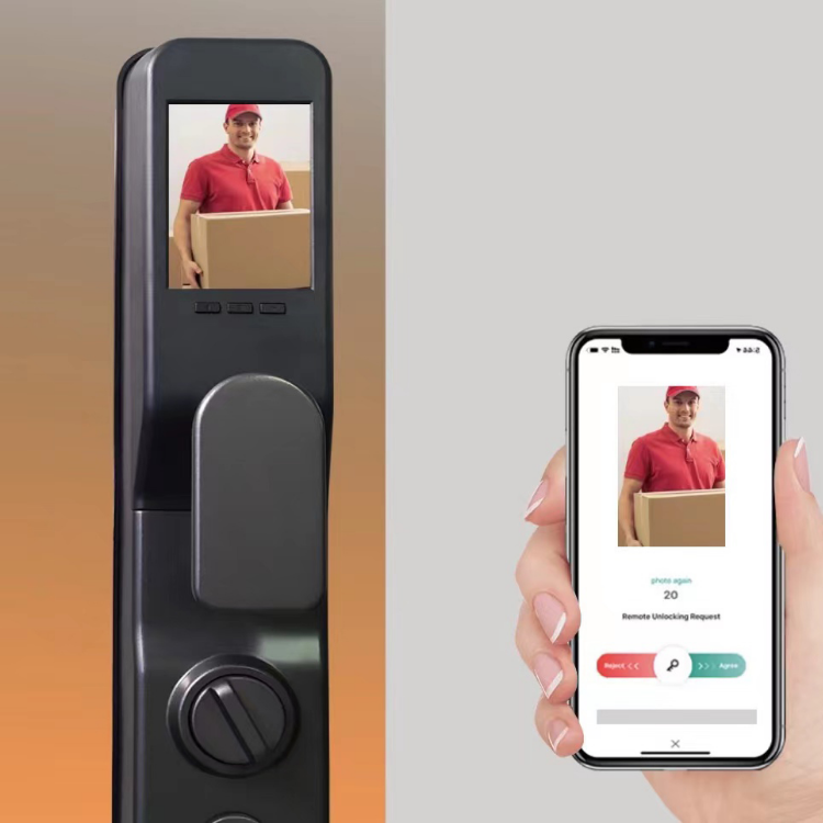 Smart Mortise Door Lock with Camera - Face Recognition, Fingerprint, Password, Mechanical Key, Card, APP, Bluetooth/WiFi  - SLC5