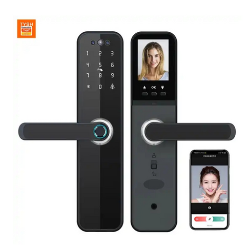 Door Lock with Camera - Fingerprint, Password, Mechanical Key, Card, APP, Bluetooth/WiFi - SLC8