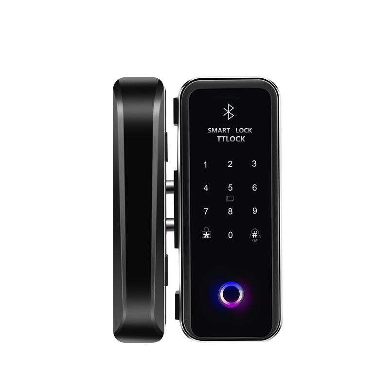 Smart Glass Door Lock - Fingerprint Password Card APP Wifi / Bluetooth Mechanical Key Smart Lock for Glass Doors - SLG6