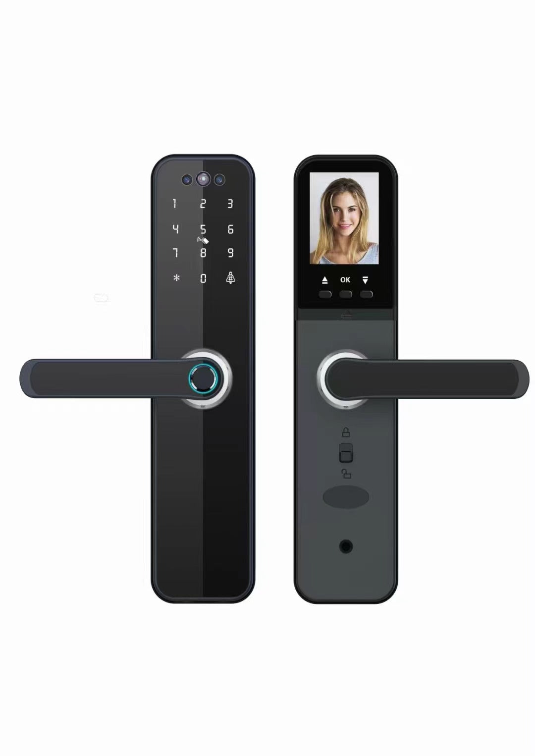 Door Lock with Camera - Fingerprint, Password, Mechanical Key, Card, APP, Bluetooth/WiFi - SLC8